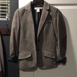 Tweed blazer with elbow pads
